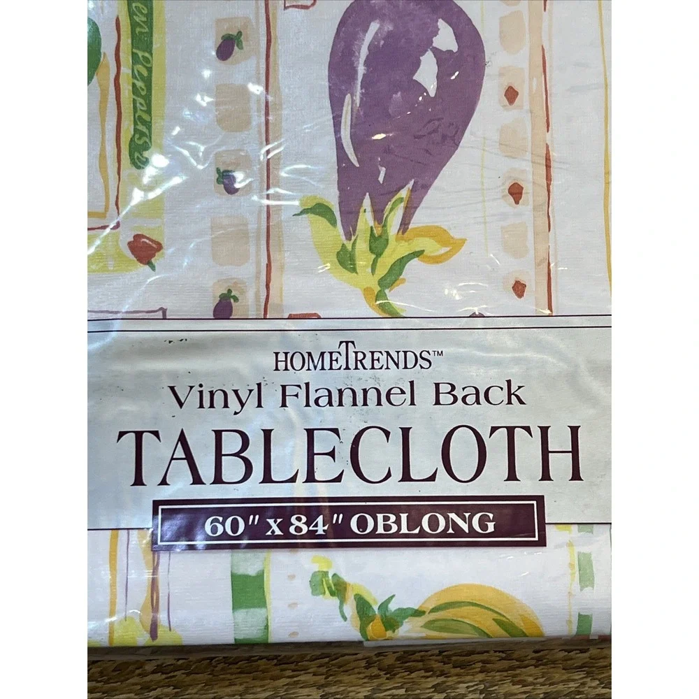 VTG HomeTrends Vinyl Tablecloth Flannel Backed Garden Vegetables 60